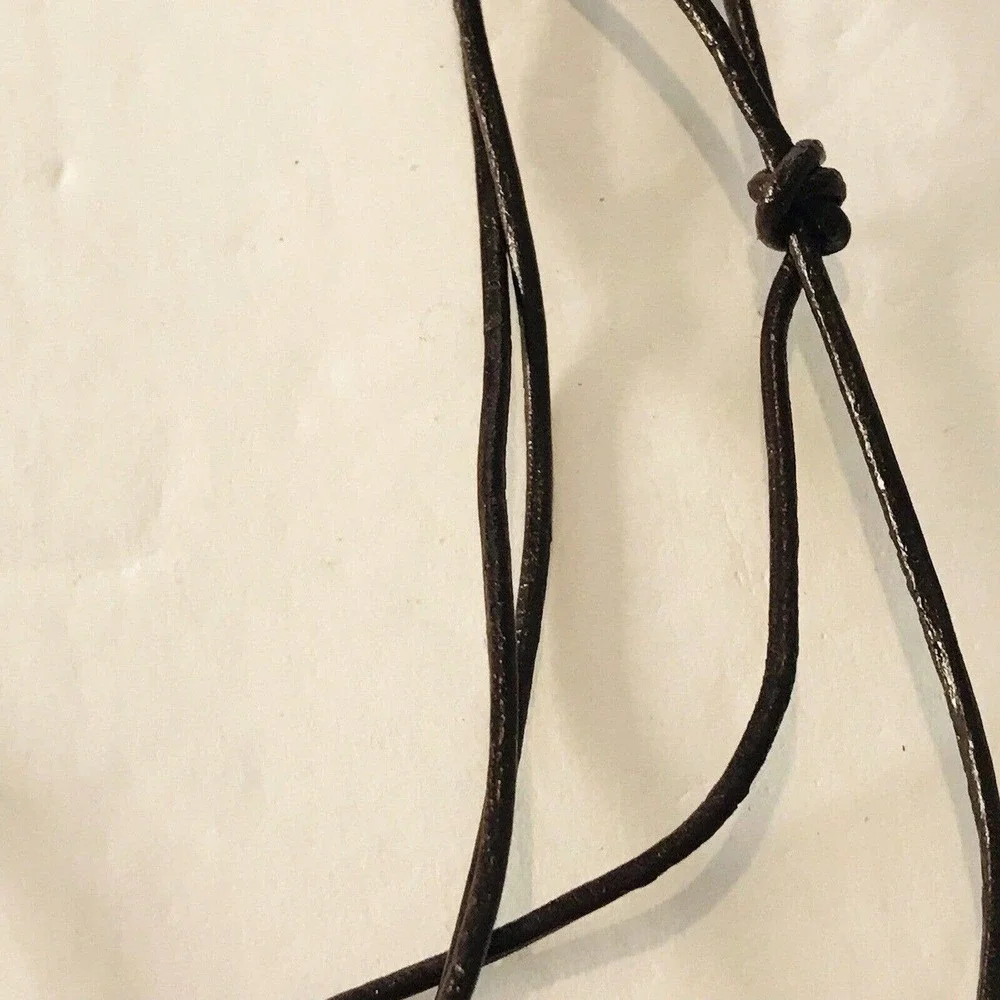Necklace Cross Charm Clay Multi Color Handmade Brown Adjustable Rope Chain